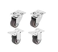 4PCS Mini Silent Rubber Casters, 1"/1.25"/1.5"/2" Directional Wheels with Brakes for Fur, Soft and Steering Caster Set - 1.5 Inch Size