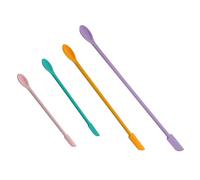 4Pcs Mini Silicone Spatula Jar Scraper Makeup Spatula Set Reusable Small Silicone Spoons Long Handle Lotion Stirrer for Jam Jar Makeup Narrow Bottles