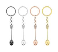 4Pcs Mini Spoon Keychain, Spoon Keychain Set, Mini Crown Spoon Keychain, Tiny Little Spoon Pendant Scoop Keychain, Crown Teaspoon Pendant Key, Ring Tiny Spoons for Filling Vials