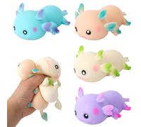 4pcs Mini Squeezable Axolotl Toys, Stretchable Axolotl Stress Balls Cute Animal Fidget Toys for Christmas Birthday Party Office Desk Fun