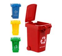 4Pcs Mini Trash Can Toy, Mini Dustbin, MiniTrash Can Rubbish | Storage Bin With FlipLid, Push Vehicles Garbage Cans, Curbside Vehicle Garbage Bins, Garbage Sorting Game Toy, Wheelie Bin