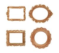 4pcs Mini Vintage Photo Frame for Dollhouse Wall Art, Gold Resin | Ornate Classic Decor Piece, Space Saving Display for Living Rooms and Museum Style Miniature Settings