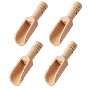 4Pcs Mini Wooden Scoops Wooden Measuring Spoon for Coffee Beans Tiny Teaspoon for Cooking Bath Salt Natural Tea Scoop for Candy Honey Spices Sugar Tea Powder