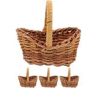 4Pcs Mini Woven Baskets With Handles Miniature Dollhouse Baskets for Craft Wedding Birthday Party Favors Home Decor 2.95 x 2.16 x 2.95Inch