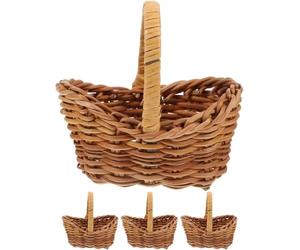 4Pcs Mini Woven Baskets With Handles Miniature Dollhouse Baskets for Craft Wedding Birthday Party Favors Home Decor 2.95 x 2.16 x 2.95Inch