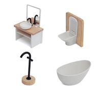4PCS Miniature Bathroom Accessories Set with Sink Toilet | Educational Fun Functional Storage Space for Kids Imaginative Roleplay Game and Children Pretend Play