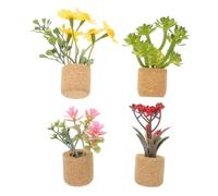 4pcs Miniature Dollhouse Fridge Magnets Cute Artificial Succulent Plants for Office Locker Home Decor Realistic Faux Desk Decorations Magnetic Attachment