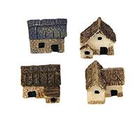 4pcs Miniature Fairy Garden Stone Houses Mini Cottage House Miniatures Decor Accessories Gardening Decoration Kit Useful