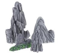 4pcs Miniature Resin Rockery Statue Set, Indoor Micro Landscape Bonsai Decorative Accessories, Small Mountain Model for DIY Gardening and Home Décor