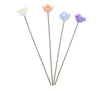 4pcs Miniature Rose Flower Model for Micro Landscape Decoration Realistic Faux Mini Flower Arrangements for Dolls House Crafts and Home Decor