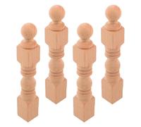4pcs Miniature Wood Spindles for Crafts, Unpainted Gallery Rails, 5.3