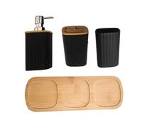 4Pcs Modern Bathroom Set With Wood Base Includes Toothbrush Holder Hydraulic Cup Mouth Cup 1 Set Modern Bathroom Organizer