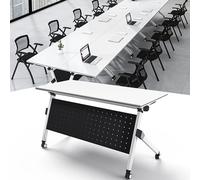 4PCS Modern Conference Table With 360° Caster Wheels,Folding Conference Table With Flip-Top Design,Office Conference Room Table Modular, Space-Saving Design For Offices, Classrooms, And Meeting Room