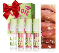 4PCS Moisturizing Lip Glow Oil Set Lip Care Kit, Colored Lip Gloss Sets with Case, Liquid Lipstick Girls Lip Balm Long Lasting, Hydrating Shine- Beauty Gift for Women, Vegan, Cruelty Free, Non-Sticky