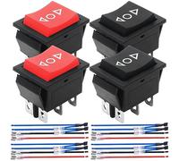 4Pcs Momentary Motor Polarity Reverse Rocker Switch Red/Black DC 20A 12V DPDT 6 Pin 3 Position ON/Off/ON Motor Control AC 110V-220V Automatic Reset Boat Toggle With Jumper Wires