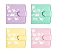 4PCS Money Saving Wallet, 30 Envelope Savings Challenge Book, 30 Days Money Saving Challenge Coin Envelope Budgetstorage Book, Budget Binder or Cash Envelopes, for the Future Plan