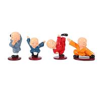 4pcs Monks Figurine Different Style Kungfu Cute Little Monks Figurine Statue for Lucky Figurine Sculpture Home Decor Gift Ornaments