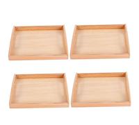 4Pcs Montessori Trays Natrual Wooden Safe Montessori Tablett with Handle Educational & Learning Beads Children's Toy Storage Holder for Early Teaching