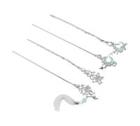 4pcs Moon and Star Hair Pins for Women Elegant Metal Crystal | Vintage Minimalist Style, Lightweight Portable Wear, Silver Finish, for Wedding and Festive Bun Styling