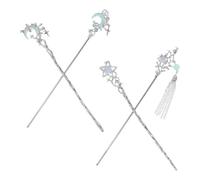 4pcs Moon and Star Metal Hair Pins for Women Elegant Bun Styling | Minimalist Silver Crystal Accents, Lightweight Portable Design, Festive Daily Wear, Suitable for Thick Updos