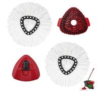 4Pcs Mop Head Replacements,Spin Mop Replacement Head Compatible with Cedar Easywring 1-Tank System Including Machine Washable & Easy to Replace,2 Spin mop Replacement Heads,1 Brush Head and 1 Base