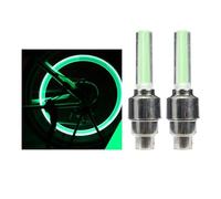 4Pcs Motorcycle Car Bicycle Tire Valve Caps Light LED Valve Cover Neon Lamp Compatible with Automobiles Bikes Waterproof(4x Green)