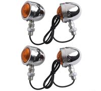 4Pcs Motorcycle Turn Signal,Chrome Metal Turn Signal Light Indicator For Chopper Quick Installation