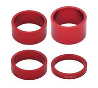 4PCS Mountain Bike Headset Spacer Set Aluminum Front Stem Fork Spacer for 28 6mm Diameter Bicycle Headset 5mm 10mm 15mm 20mm (Red)