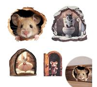 4PCS Mouse Hole Wall Stickers, Whimsical Decals for Skirting Board Decoration, Fun Cartoon Wall Art for Living Room, Nursery, or Hallway
