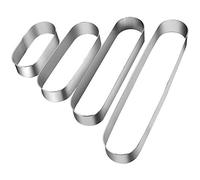 4pcs Mousse Rings Stainless Steel Mini Cookie Cutters Mini Long Oval Mousse Ring Mold Metal Baking Tiramisu Mold for Kitchen Baking Sponge Cakes Dessert Pies
