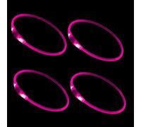 4PCS Multi Pack Light up Dog Collars for Night, USB Rechargeable Flashing Collar for Night Safety, Adjustable, Waterproof, Bright Illuminated Collar for Dogs, Three Lighting Modes,Pink