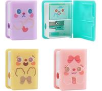 4Pcs Multicolour Cute Dual Purpose Book Pencil Sharpener Eraser, Cute Cartoon Student, with Eraser, Pencil Sharpener