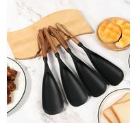 4Pcs Multifunction Silicone Spatula Spoon Set,Heat Resistant Food Grade Flexible Silicone Scraper Kitchen with Wood Handle for Non-Stick Cookware,Premium Kitchen Utensil for Cooking Flipping Stirring