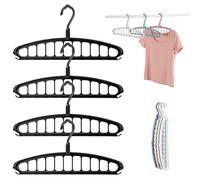 4Pcs Multifunctional Foldable Clothes Hanger with 11-Hole, 2026 New Upgraded Wardrobe Organizer Hangers with 360° Rotation Hooks, for Shirts Coats, Space Saving for Closets Apartments (Black-4 Pcs)