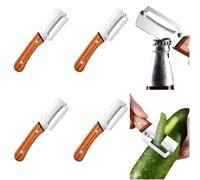 4PCS Multifunctional Vegetable Peeler, Zero Snag Wooden Peeler, 2-in-1 Multifunctional Stainless Steel Peeler, Potato Apple Zucchini Kitchen Peelers with Bottle Opener