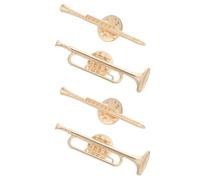 4pcs Musical Instrument Brooch Pin Alloy Golden Trumpet Flute Gift