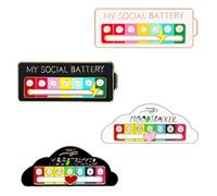 4Pcs My Social Battery Pin 7 Moods Color Slider Pin Funny Cute Expression Pins for Introverts Interactive Mood Enamel Pins 7 Days for Backpacks Hat Bags
