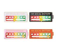 4PCS My Social Battery Slider Pin, Funny Social Battery Pin for 7 Days a Week, Interactive Brooch Pin Functional Mood for Clothing Decoration Backpacks Bags Hats Gifts