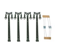 4pcs N Gauge Lattice Mast Lights, 3V LED Model Railway Signals with Resistors, Metal Building Layout Accessories for Train Set