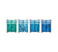 Ｚｉａｌｏｆｉ 4Pcs Nail Art Foil Flakes for Creative Nail Designs, 3D Tips and Decorations, Blue Green