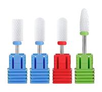 4pcs Nail Drill Bits, Efile Nail Drill Bits, Ceramic Safety Professional Cuticle Drills Bit, Ceramic Manicure Set,Ceramic Nail Drill Bits Set for Professional Nais Art Manicure Pedicure