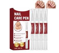 4PCS Nail Pen, Nail Care Pen,Nails Care Pen for Discolored & Brittle Nails,Strengthener & Cares Essence, Botanically Enriched Formula, Rotary Brush Applicator，1Sets