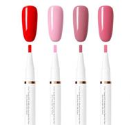 4Pcs Nail Polish Pens, Pink Red One Step Nail Polish Pens for Real Nails
