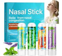 4PCS Nasal Stick for Adults,Instant Relief Nasal Stick Cleansing Lung,Na/tural Refreshing Nasal Inh/aler Stick,Pocket-Size Breath Rel/ief Nose Stick,Portable Nasal Congestion Inh/aler for Refreshing
