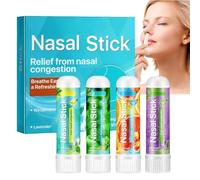 4PCS Nasal Stick,Natural Nasal Inhaler,Natural Refreshing Mints Oils Nasal Cavity Inhaler,Improving Nasal Breathing,Enhances Breathing and Boosts Focus,Instant Blocked Nose Relief