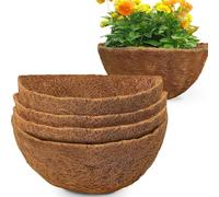 4Pcs Natural Coco Fibre Liners Hanging Basket, Half Round Coco Fiber Replacement Basket Liners For Indoor Outdoor Garden Porch Balcony Fence Windowsill Flowers Vegetables Planting, 10/12/14 Inch