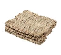 4pcs Natural Grass Foraging Mat for Rabbits and Birds, Straw Bedding | Breathable Design, Foot Protection, Khaki Finish, Suitable for Nesting and Small Animals