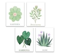 4Pcs Natural Living Botanical Prints, Modern Botanical Watercolor Flower Art Decor, Sage Green Plants Wall Art Minimalist Leaves Picture for Bedroom Bathroom Decor 12x16inch/30x40cm Unframed