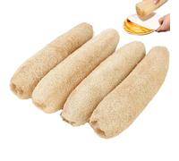 4PCS Natural Loofah Sponge Set, Eco-Friendly Biodegradable Bath and Dish Sponges, Organic Loofah for Shower, Kitchen Cleaning and Exfoliating