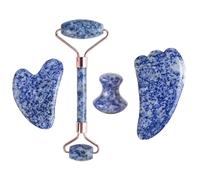 4pcs Natural Rose Quartz Obsidian Jade Roller Gua Sha Stone Set Amethyst Scraper Facial Lifting Skin Care Tools